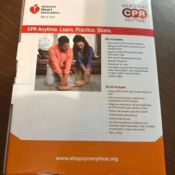 New. AHA Adult And Child CPR Trainer. Mannequin DVD. Extra Lung, Wipes. - Picture 2 of 7